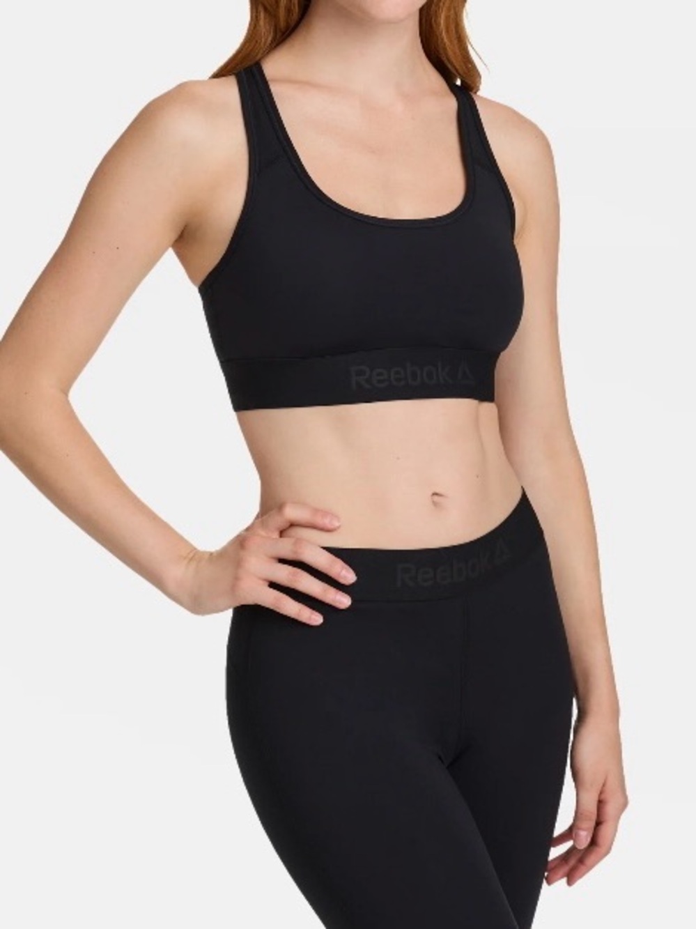 Reebok Black Medium-Impact Scoop Neck Sports Bra